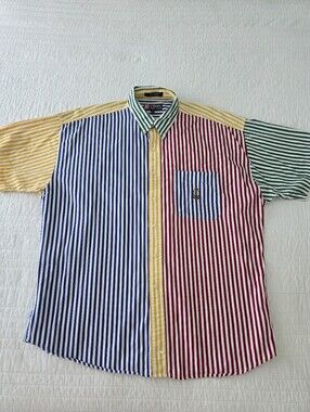 Vintage Chaps Multicolor Striped Short-Sleeve Button-Up Shirt - Men's XL